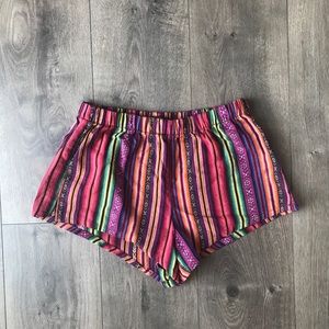 Boho high-rise high-cut multicolored shorts